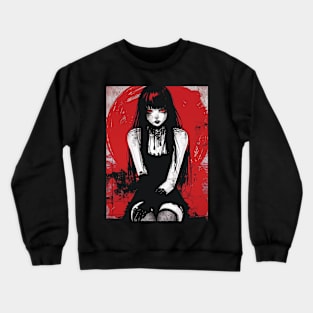 Gothic Anime Girl Dark Drawing Crewneck Sweatshirt